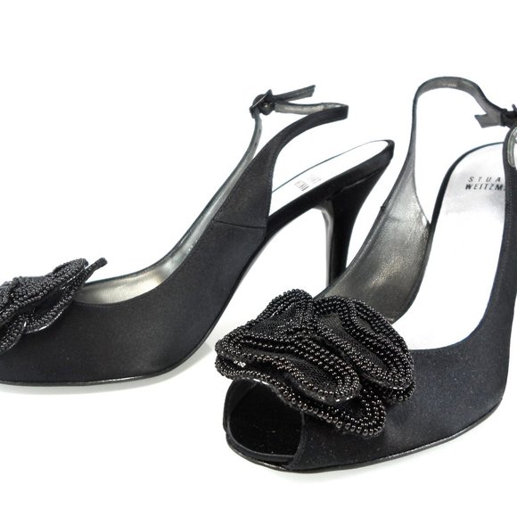 NIB STUART WEITZMAN BEADED MESH BOW SLINGBACK - Picture 6 of 11